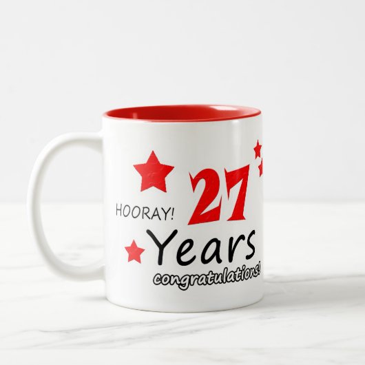 27. Jahrestag, 27. Jahrestag der Hochzeit Zweifarbige Tasse (Links)