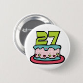 27 Jährig-Geburtstags-Kuchen Button (Vorne & Hinten)