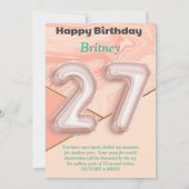 27-jährige Mädchen Happy Birthday Card (Rückseite)