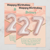 27-jährige Mädchen Happy Birthday Card (Vorne/Hinten)