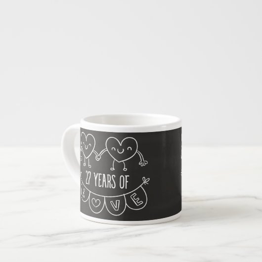 27. Jubiläum Geschenk Chalk Herzen Espressotasse (Vorderseite Links)