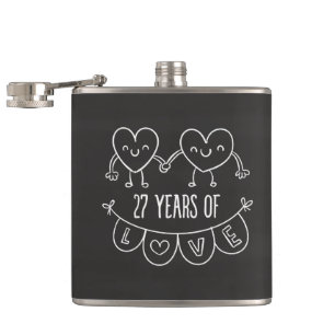 27. Jubiläum Geschenk Chalk Herzen Flachmann
