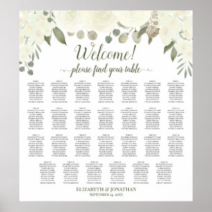 27 Tabelle Elfenbeinrosen Hochzeitstabelle Poster