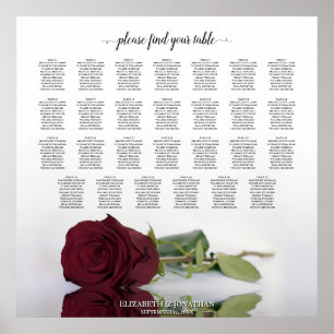 27 Tabelle Hochzeitstabelle mit Burgund Rose Poster