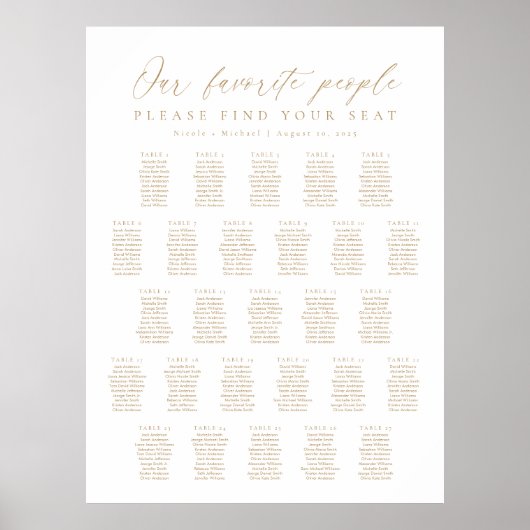 27 Tabellen Unsere Lieblings-Sitzkarte Poster (Vorne)