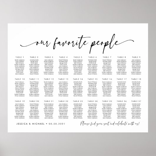 27 Tabellen Unsere Lieblings-Sitzplan Poster (Vorne)