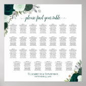 27 Table Emerald Rose Chic Wedding Seating Chart Poster (Vorne)