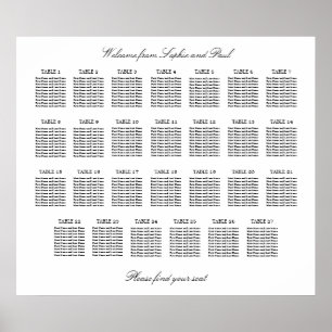 27 Tisch Eleganter Minimalistischer Sitzplan Poster