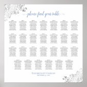 27 Tisch Frilly Wedding Seating Chart White & Blue Poster (Vorne)
