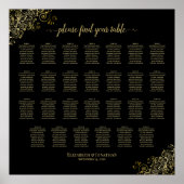 27 Tisch Hochzeitskarte Black & Gold Frills Poster (Vorne)