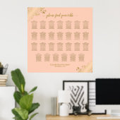 27 Tisch Hochzeitskarte Korallenpfirsich & Gold Poster (Heimbüro)