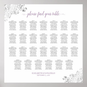 27 Tischlacy Seating Chart White Lavendel Poster