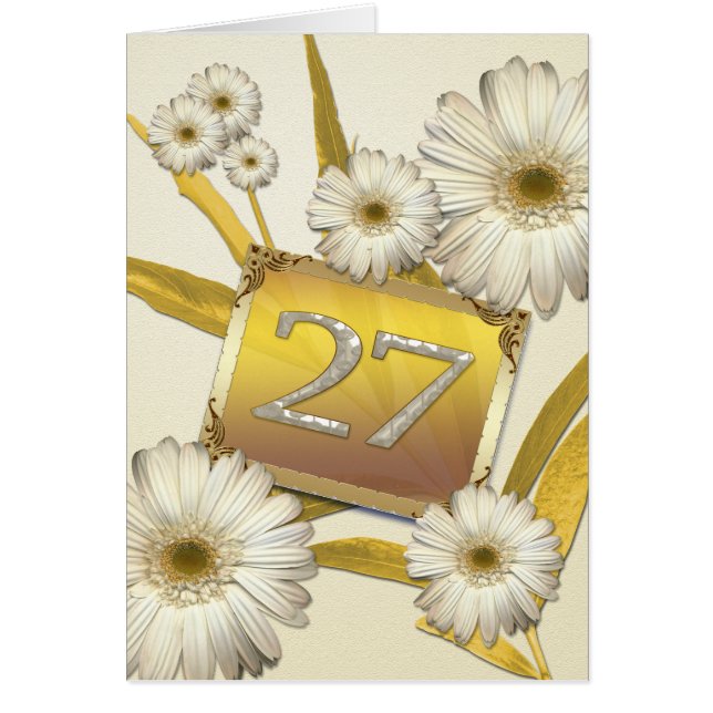 27th Birthday card with daisies. (Vorne)