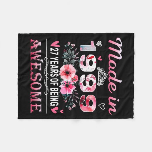 27th Birthday Made In 1999 27 Years Of Being Aweso Fleecedecke (Vorderseite (Horizontal))