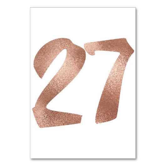 27Tischnummern Weißes Metallisches Rosa Gold Tischnummer (Rückseite)