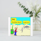 280 Google Earth Cartoon in Farbe Postkarte (Stehend Vorderseite)