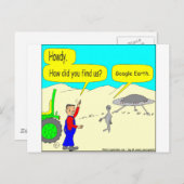 280 Google Earth Cartoon in Farbe Postkarte (Vorne/Hinten)