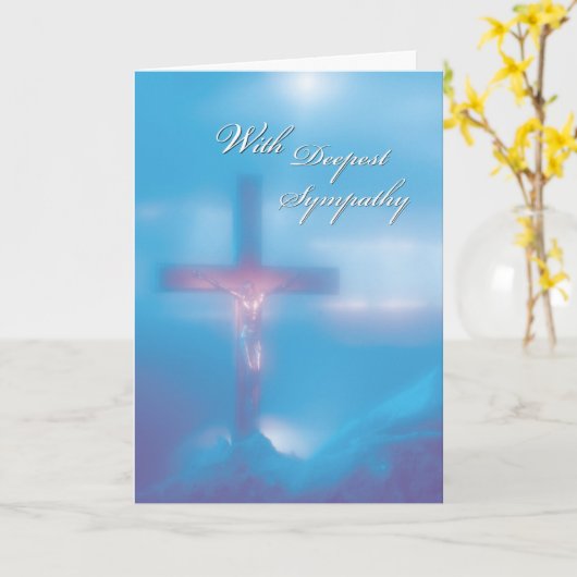 2845 Crucifix Blue Beileid Karte (Gelbe Blume)