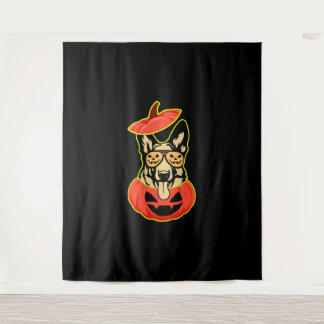 28 Deutscher Schäferhund im Beängstigenden Pumpkin Wandteppich