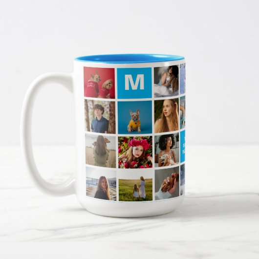 28 Familienfoto Collage Mit Monogramm Tasse (Links)