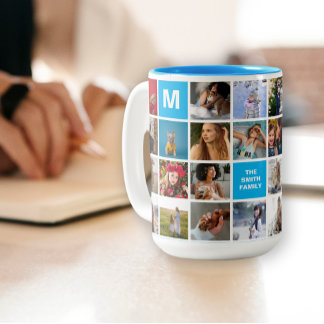 28 Familienfoto Collage Mit Monogramm Tasse