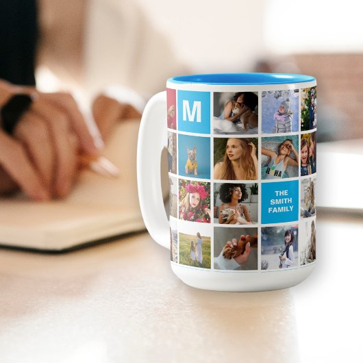 28 Familienfoto Collage Mit Monogramm Tasse