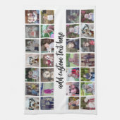 28 Foto Collage Grid - 1 Textfeld - Schwarz-weiß Geschirrtuch (Vertikal)