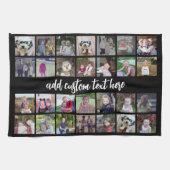 28 Foto Collage Grid - 1 Textfeld - Schwarz-weiß Geschirrtuch (Horizontal)