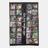 28 Foto Collage Grid - 1 Textfeld - Schwarz-weiß Geschirrtuch (Vertikal)