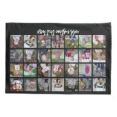 28 Foto Collage Grid - 1 Textfeld - Schwarz-weiß Kissenbezug (Rückseite)
