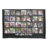28 Foto Collage Grid - 1 Textfeld - Schwarz-weiß Kissenbezug (Vorderseite)