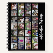 28 Foto Collage Grid - 1 Textfeld - Schwarz-weiß Notizblock (Vorderseite)