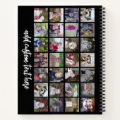 28 Foto Collage Grid - 1 Textfeld - Schwarz-weiß Notizblock (Rückseite)