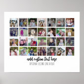 28 Foto Collage Grid - 2 Textfelder - Schwarz-weiß Poster (Vorne)