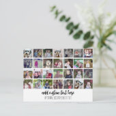 28 Foto Collage Grid - 2 Textfelder - Schwarz-weiß Postkarte (Stehend Vorderseite)