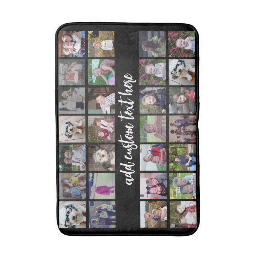28 Foto Collage Grid - Script Text - Schwarz-weiß Badematte (Vorderseite Vertikal)