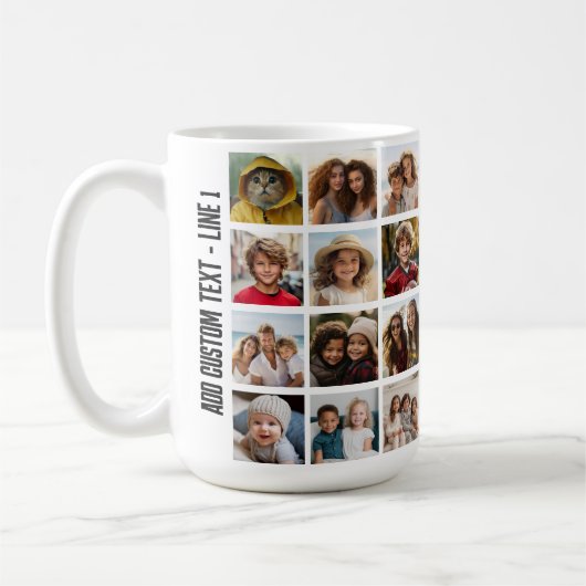 28 Foto Collage Grid - Script Text - Schwarz-weiß Kaffeetasse (Links)