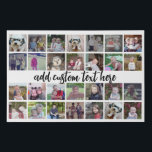 28 Foto Collage Grid - Script Text - Schwarz-weiß Künstlicher Leinwanddruck<br><div class="desc">Verwenden Sie 28 SQUARE-Fotos, um eine persönliche Foto-Collage zu erstellen. Dieses moderne, saubere Layout enthält einen Textblock in einem modernen Skript-Schriftart, um einen Familiennamen oder einen Namen hinzuzufügen. Die Hintergrundfarbe kann im Anpassungsbereich geändert werden. ***Beste Ergebnisse für dieses Multi-Foto-Layout - Ihre Fotos vor dem Hochladen in Quadrate schneiden. Oder verwenden...</div>