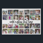 28 Foto Collage Grid - Script Text - Schwarz-weiß Künstlicher Leinwanddruck<br><div class="desc">Verwenden Sie 28 SQUARE-Fotos, um eine persönliche Foto-Collage zu erstellen. Dieses moderne, saubere Layout enthält einen Textblock in einem modernen Skript-Schriftart, um einen Familiennamen oder einen Namen hinzuzufügen. Die Hintergrundfarbe kann im Anpassungsbereich geändert werden. ***Beste Ergebnisse für dieses Multi-Foto-Layout - Ihre Fotos vor dem Hochladen in Quadrate schneiden. Oder verwenden...</div>