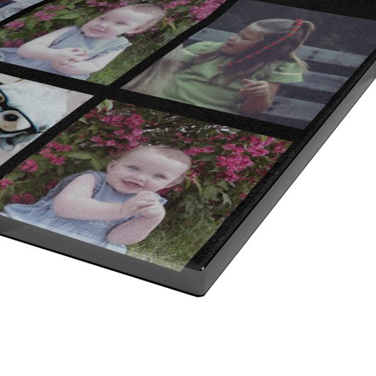 28 Foto Collage Grid - Script Text - Schwarz-weiß Schneidebrett (Ecke)