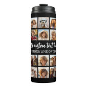 28 Foto Collage Grid - Script Text - Schwarz-weiß Thermosbecher (Vorderseite)