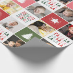 28-Foto Collage Merry & Bright Fa La Christmas Geschenkpapier<br><div class="desc">Mit diesem farbenprächtigen 28-Foto-Collage Weihnachtsverpackungspapier verwöhnen Sie Ihre Geschenke im Feiertagssommer mit einer gelungenen Mischung aus individuellen Fotos und Urlaubsgrafiken. Die Fotos sind mit saisonalen Weihnachtsbäumen und Sternen verwoben, und die Sätze "Merry and Bright" und "Fa La", alles in einer festlichen Farbpalette aus Rot, Grün, Blau, Rosa und Weiß. Diese...</div>