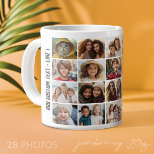 28-Foto-Collage-Raster - Skripttext - schwarz weiß Jumbo-Tasse