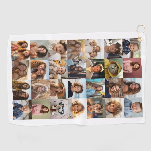 28 FotoCollage - Benutzerdefinierter Text - Schwar Golfhandtuch (Horizontal)