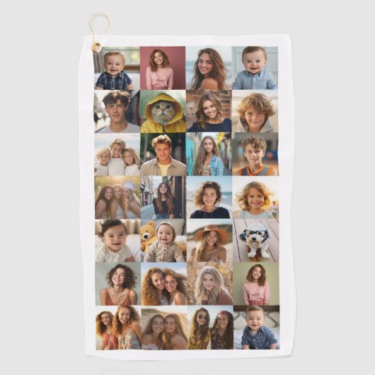 28 FotoCollage - Benutzerdefinierter Text - Schwar Golfhandtuch (Vorderseite)