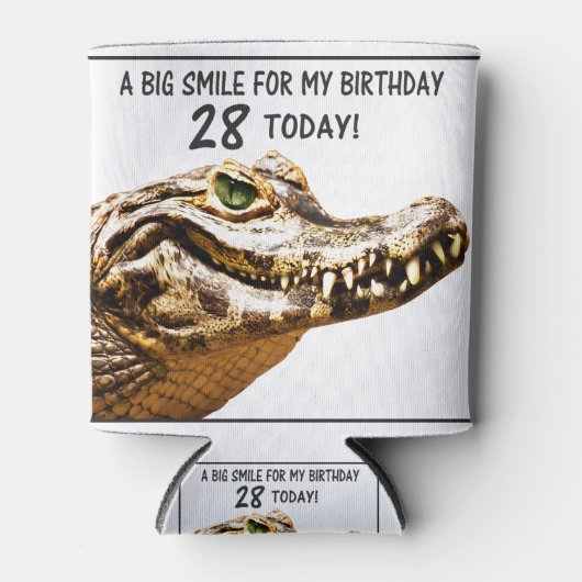 28. Geburtstag Alligator Lächeln Dosenkühler (Vorderseite)