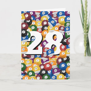 28. Geburtstag Billiard Balls Karte