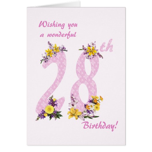 28. Geburtstag Blume Dekorierte Zahlen (Vorne)