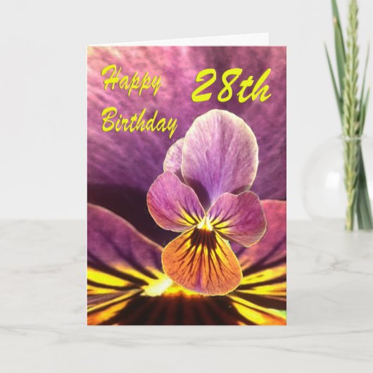 28. Geburtstag Blume Pansy Karte (Vorderseite)