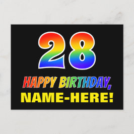 28. Geburtstag: Bold, Fun, Simple, Rainbow 28 Postkarte